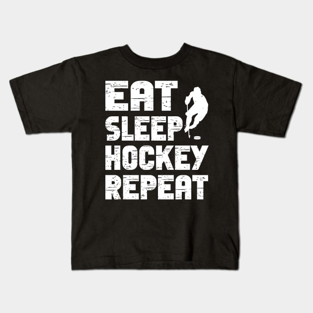 Eat Sleep Ice Hockey Repeat Kids T-Shirt by rhazi mode plagget